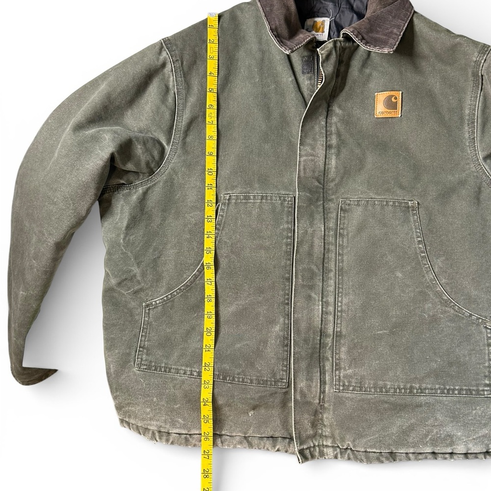 Vintage Carhartt Detroit Jacket Moss Green Duck Canvas Workwear XL - Picture 13 of 14